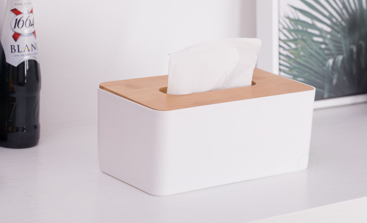 Bamboo Removable Top Lid Rectangular Tissue box