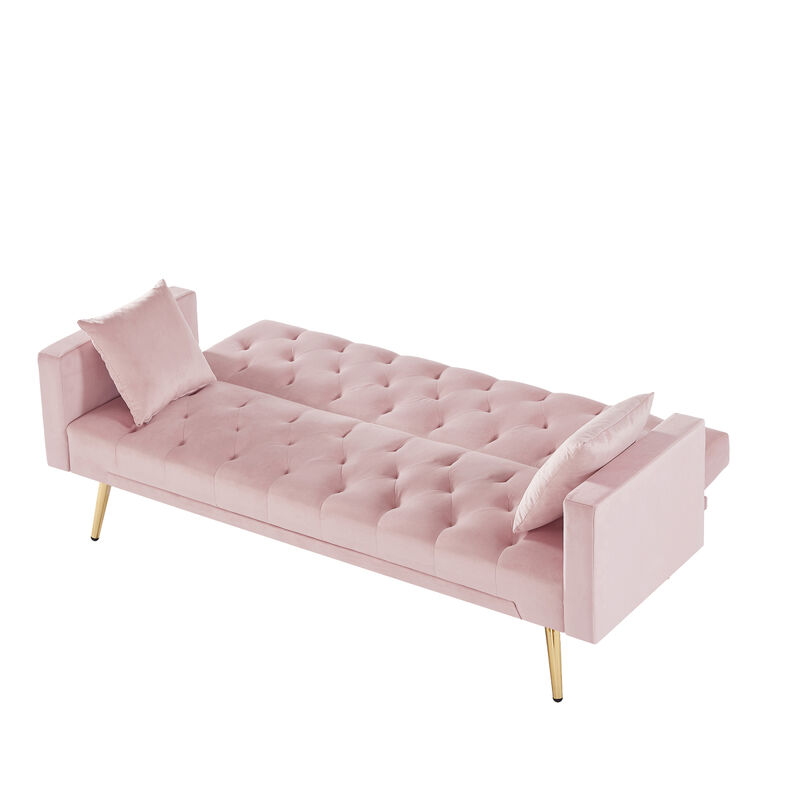 Pink Convertible Folding Futon Sofa Bed, Sleeper Sofa Couch For Compact Living Space