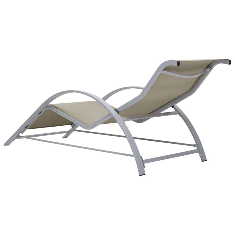 vidaXL Patio Sunlounger - Comfortable, Weather-Resistant, Cream Color Textilene with Aluminum and Steel Frame, Ergonomic Design, Perfect for Garden, Beach, and Poolside Lounging