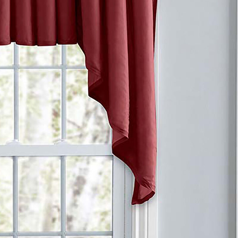 Ellis Stacey 3" Rod Pocket High Quality Fabric Solid Color Window Lined Swag Set Filler Valance 42"x13" Merlot