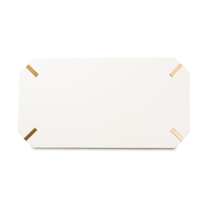 Glam and Luxe Brushed Gold Metal and White Finished Wood Coffee Table