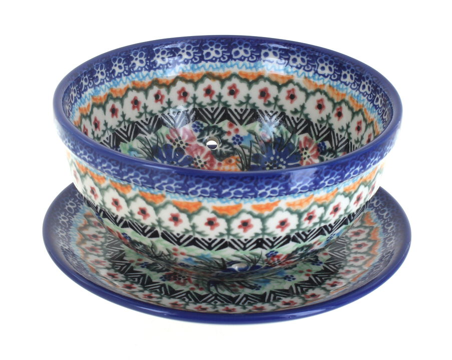 Blue Rose Polish Pottery Savannah Berry Bowl with Saucer