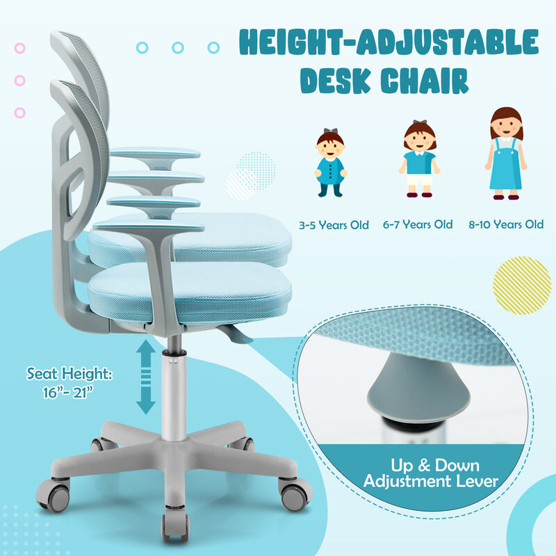 Adjustable Desk Chair with Auto Brake Casters for Kids