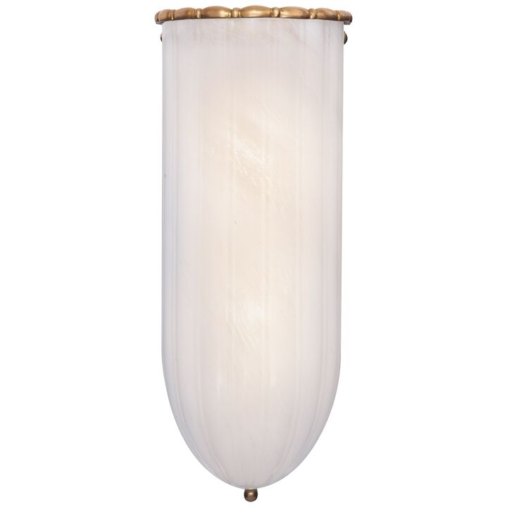 Rosehill Linear Wall Light in Hand-Rubbed Antique Brass with White Stripe Glass