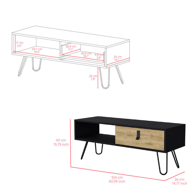 Coffee Table Magness, Living Room, Black / Macadamia