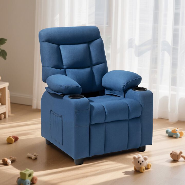 Children’s Recliner Chair with Footrest – Toddler Couch with Cup Holders and Storage