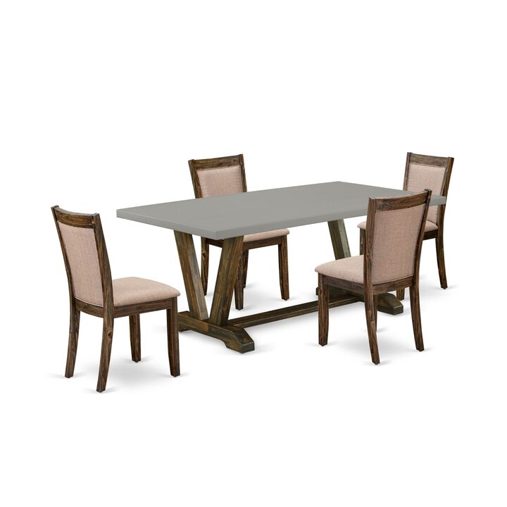 East West Furniture V797MZ716-5 5Pc Dining Room Set - Rectangular Table and 4 Parson Chairs - Multi-Color Color