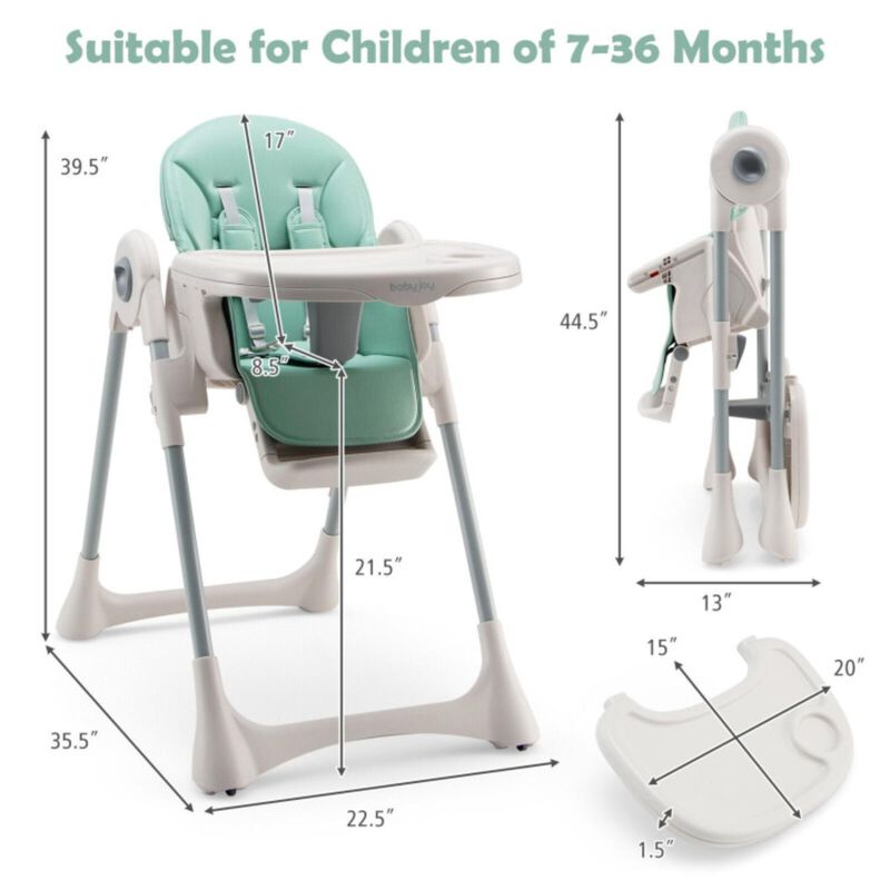 Hivvago Baby Folding High Chair Dining Chair with Adjustable Height and Footrest