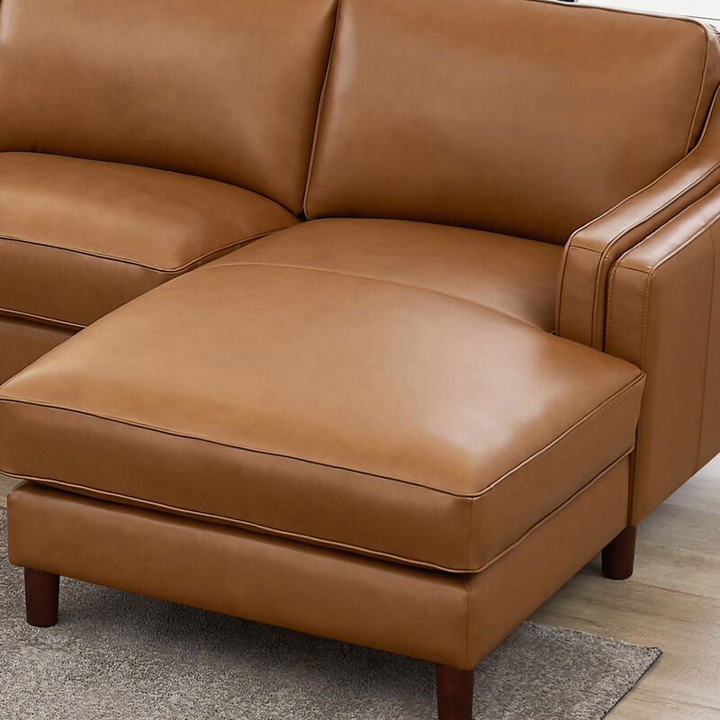 Bella Top Grain Leather U-Shaped Sectional with Right Chaise