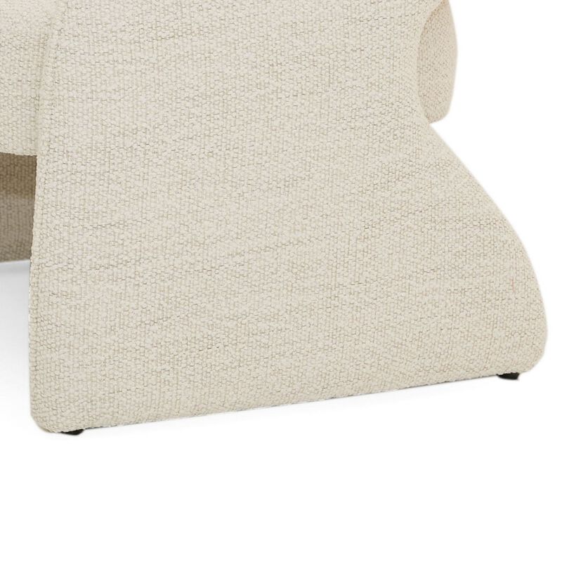 31 Inch Accent Chair, Cream Fabric, Curved Back, Round Arms, Plush Seat-Benzara