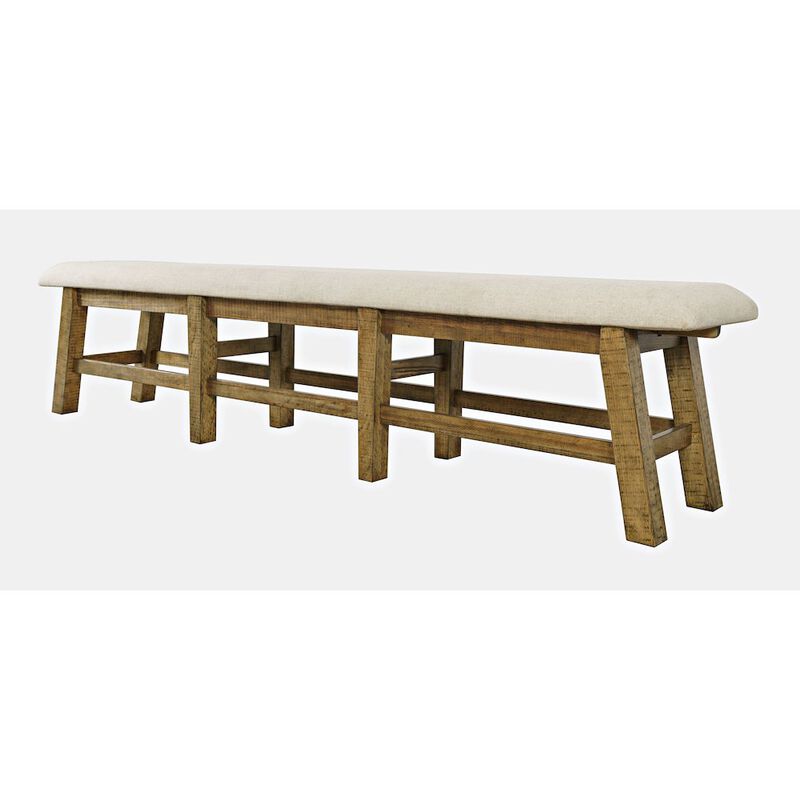 Jofran Telluride Rustic Farmhouse Solid Wood 85 Upholstered Dining Bench