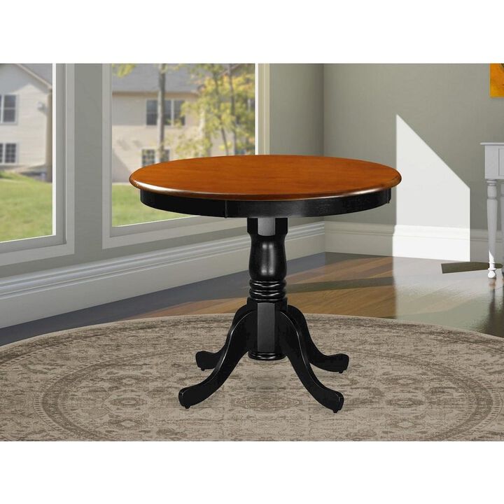 East West Furniture Antique Table 36 Round with Black and Cherry Finish