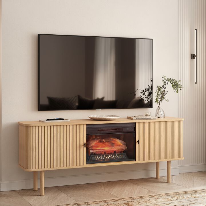 WERMO 71'' Electric Fireplace TV Stand for Living Room with Heater.