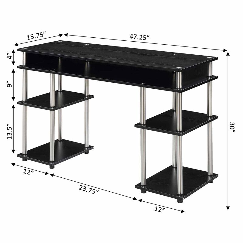 Convenience Concepts Designs2Go No Tools Student Desk with Shelves