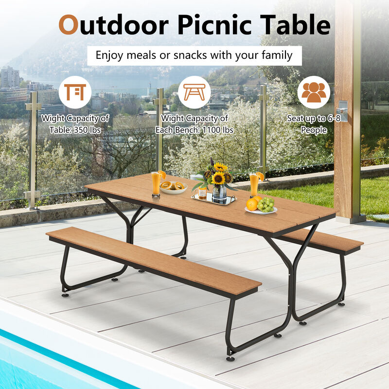 6 Feet Outdoor Picnic Table Bench Set for 6-8 People