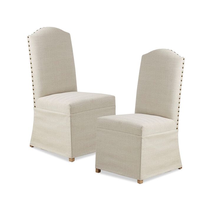 Gracie Mills Bethany Set of 2 High Back Dining Chairs with Skirts