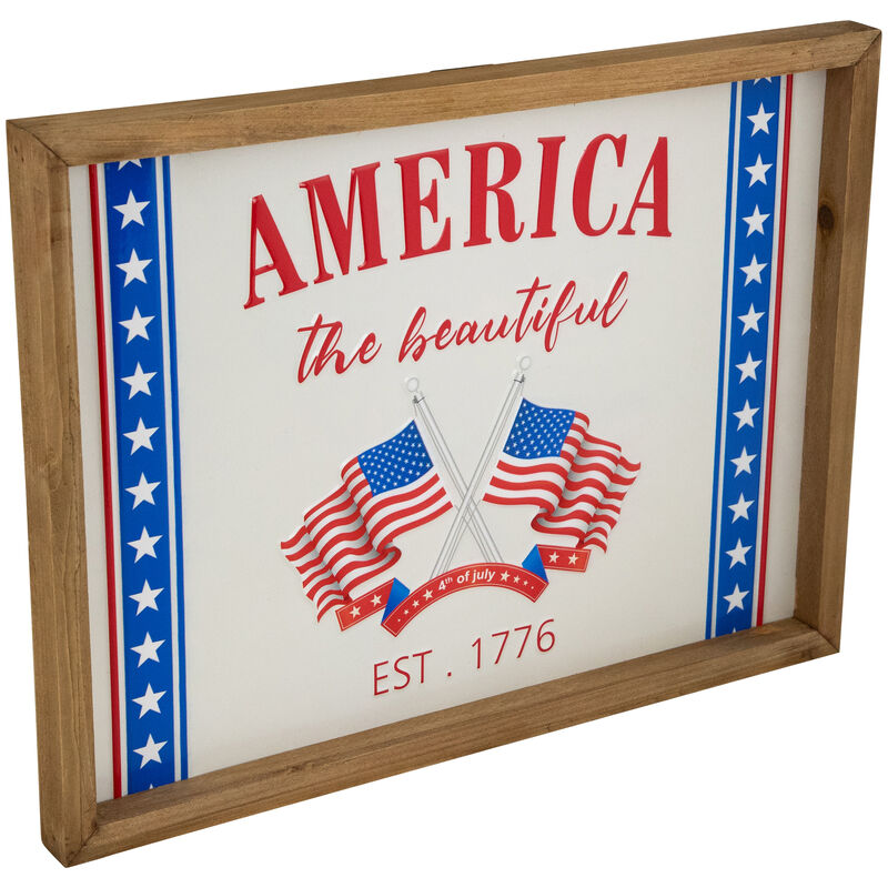 America the Beautiful Patriotic Framed Wall Sign - 15.75"