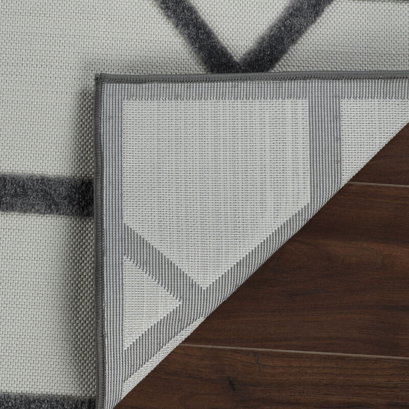 Alfombra Abstract Geometric Grey Beige Indoor Outdoor Area Rug