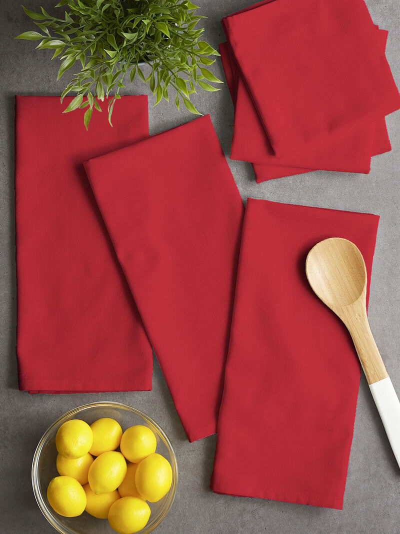 Set of 6 Tango Red Flat Woven Dish Towel  18"