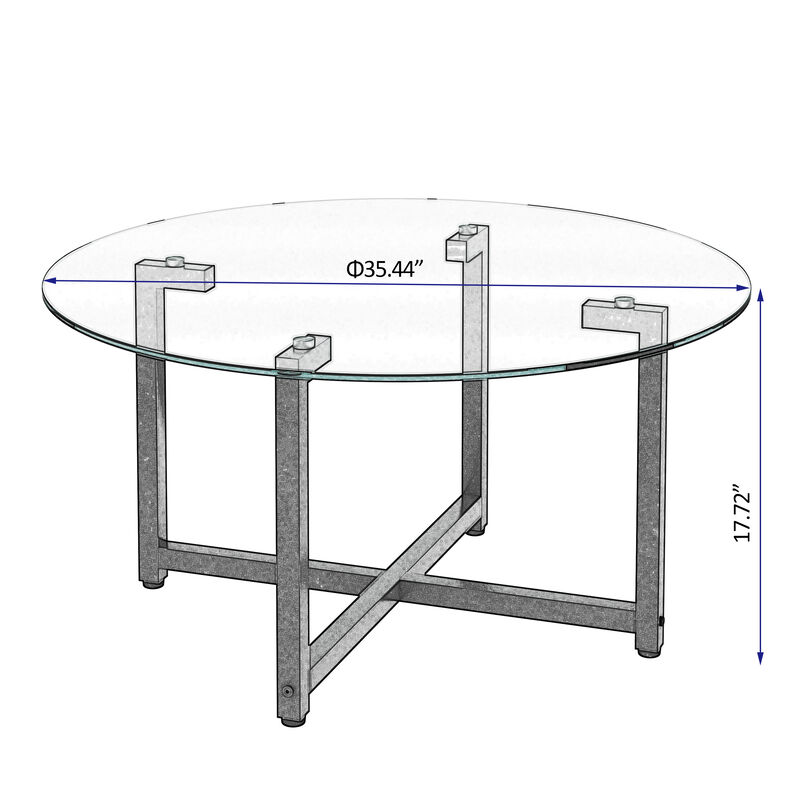 Hivvago Modern Designed Tempered Glass Round Living Room  Table Glass