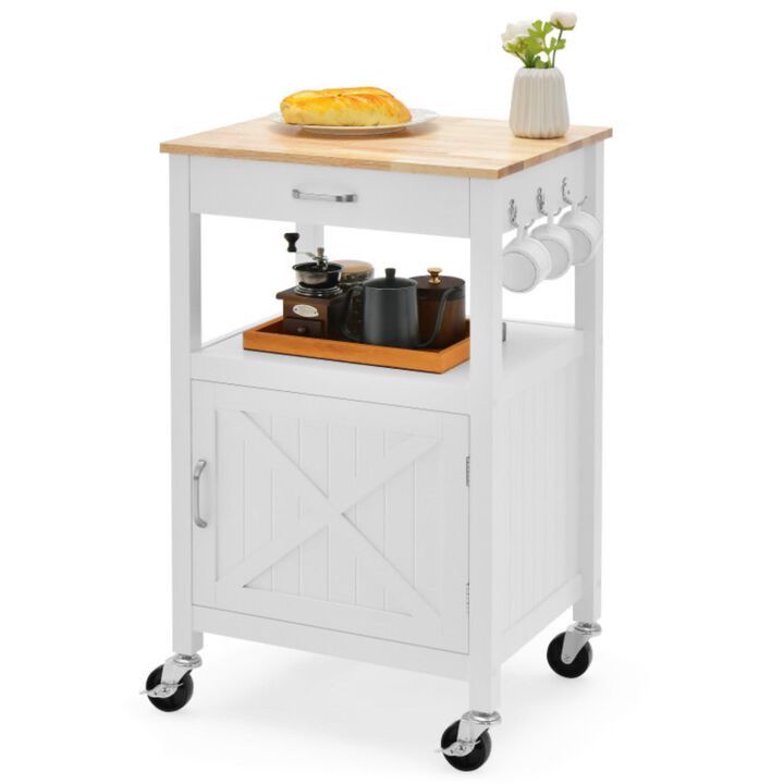 Hivvago Rolling Kitchen Island Cart with Drawer and Side Hooks