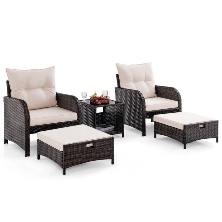 Hivvago 5 Piece Patio Conversation Set Outdoor Rattan Sofa Set with Coffee Table