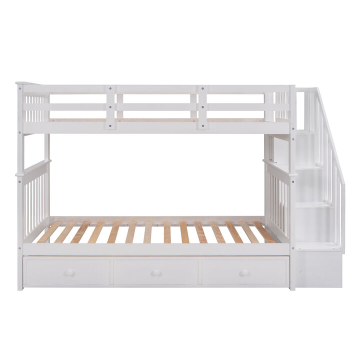 Merax Stairway Twin-Over-Twin Bunk Bed with Three Drawers for Bedroom, Dorm