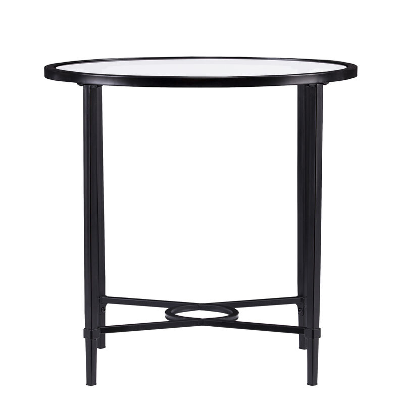 Quinton Metal/Glass Oval Side Table