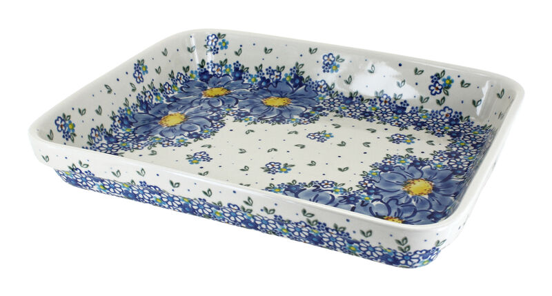 Blue Rose Polish Pottery Savannah Large Rectangular Baker