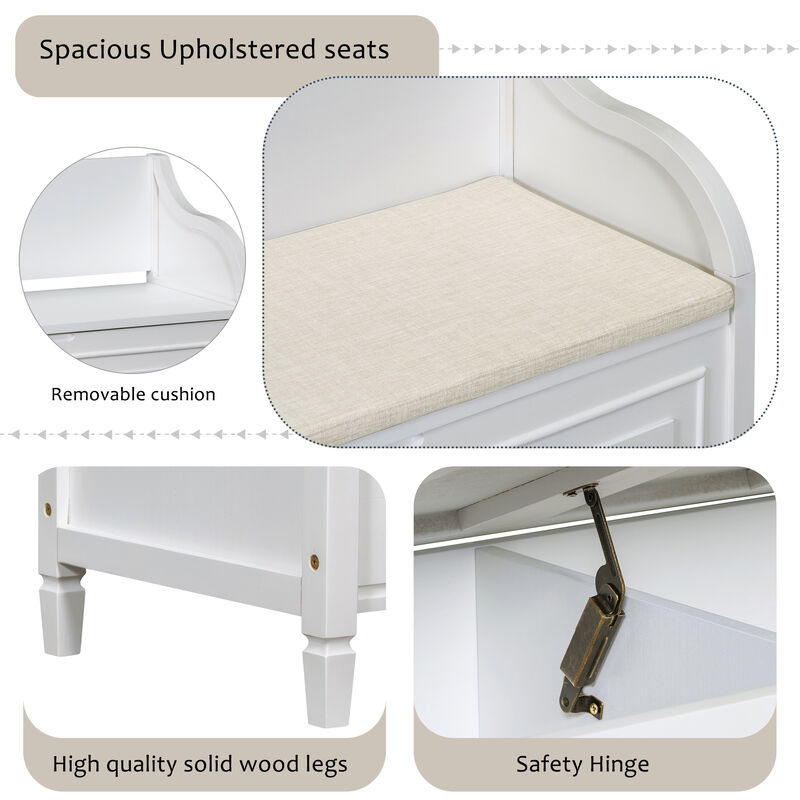 Merax Multifunctional Storage Bench with Safety Hinge