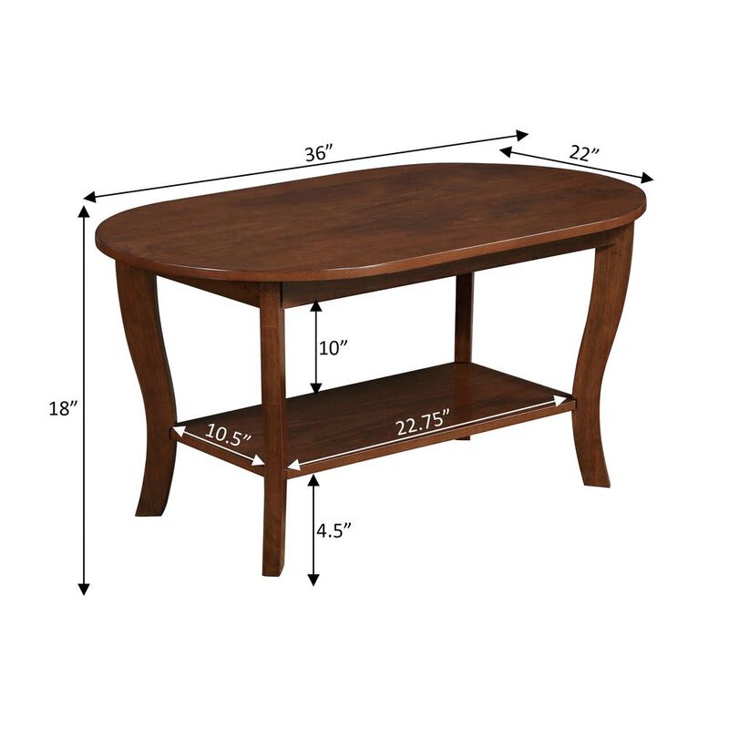 Convenience Concepts American Heritage Oval Coffee Table with Shelf