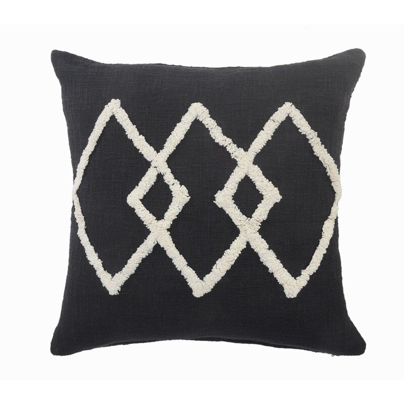 20" Black and White Diamond Square Throw Pillow