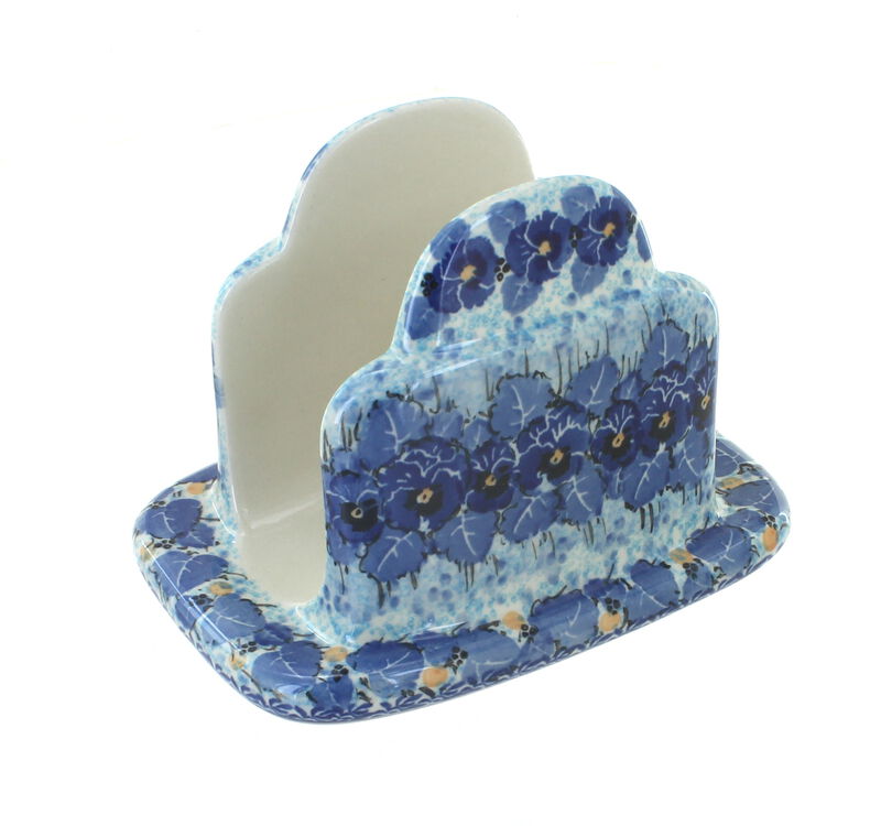 Blue Rose Polish Pottery Peach Posy Napkin Holder