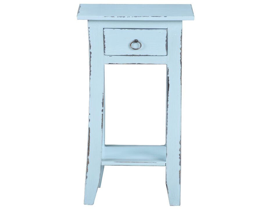 Shabby Chic Cottage 11.8 in. Square Solid Wood End Table with 1 Drawer