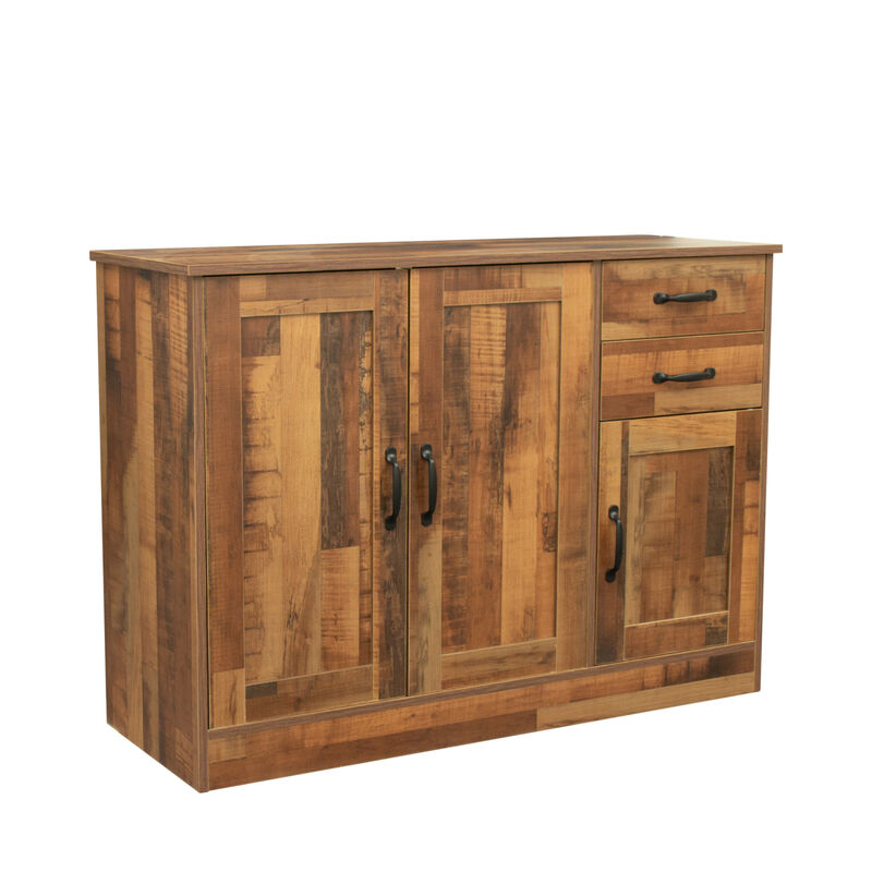 Modern Wood Buffet Sideboard with 2 doors 1 Storage and 2 drawers -Entryway Serving Storage Cabinet Doors-Dining Room Console, 43.3 Inch, Oak