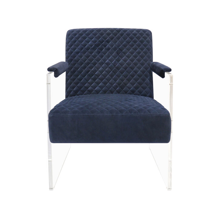 Pasargad Home Tribecca Collection Acrylic & Velvet Accentchair, Navy