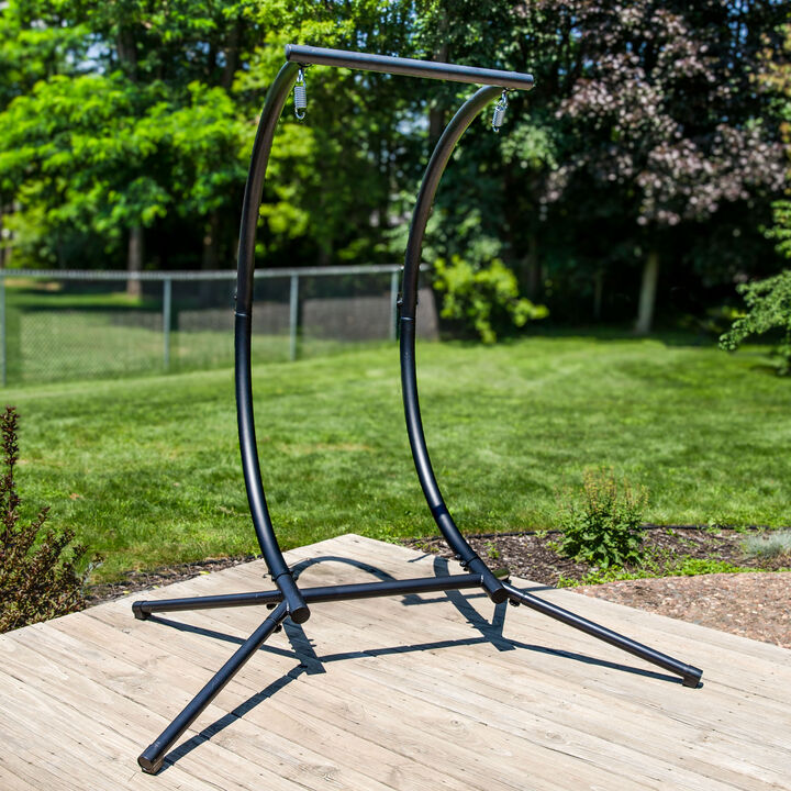 Sunnydaze Andrei Steel Double Egg Chair Stand - Black