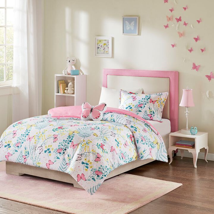 Gracie Mills Ysolde Butterfly Dreams 4-Piece Comforter Set for Kids