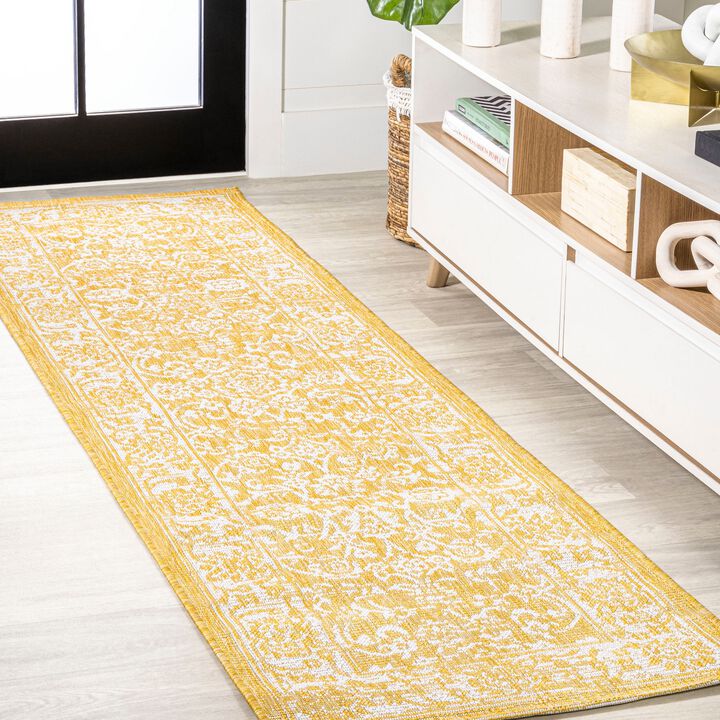 Tela Bohemian Textured Weave Floral Indoor/Outdoor Area Rug