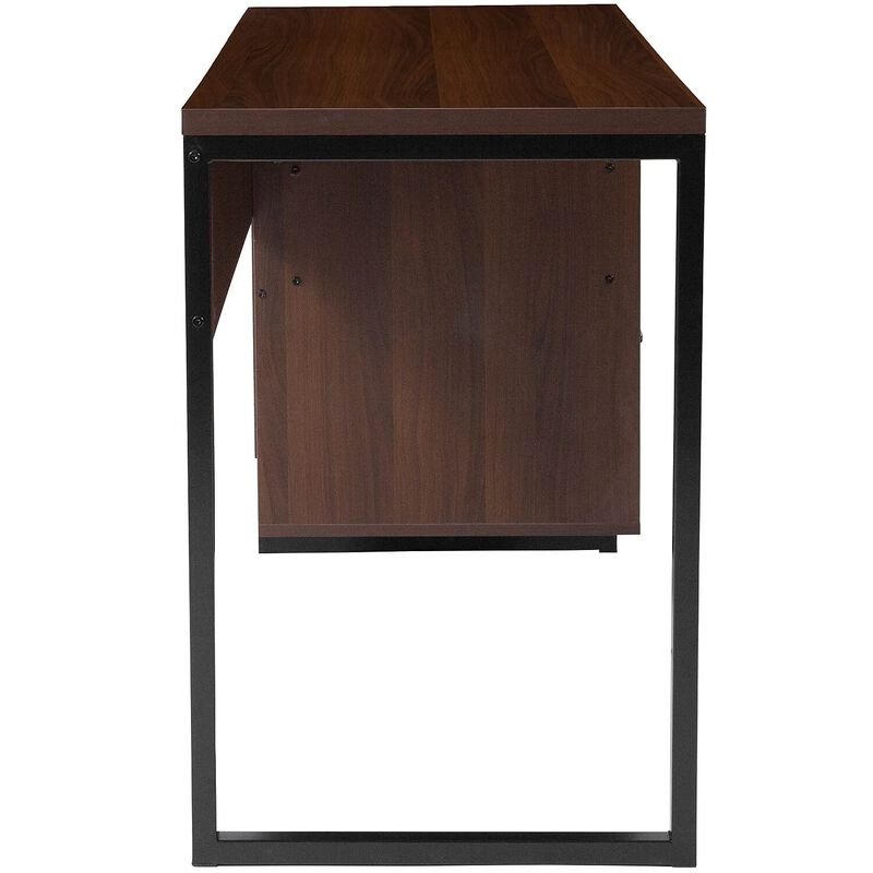 Flash Furniture Northbrook Rustic Coffee Wood Grain Finish Computer Desk with Black Metal Frame