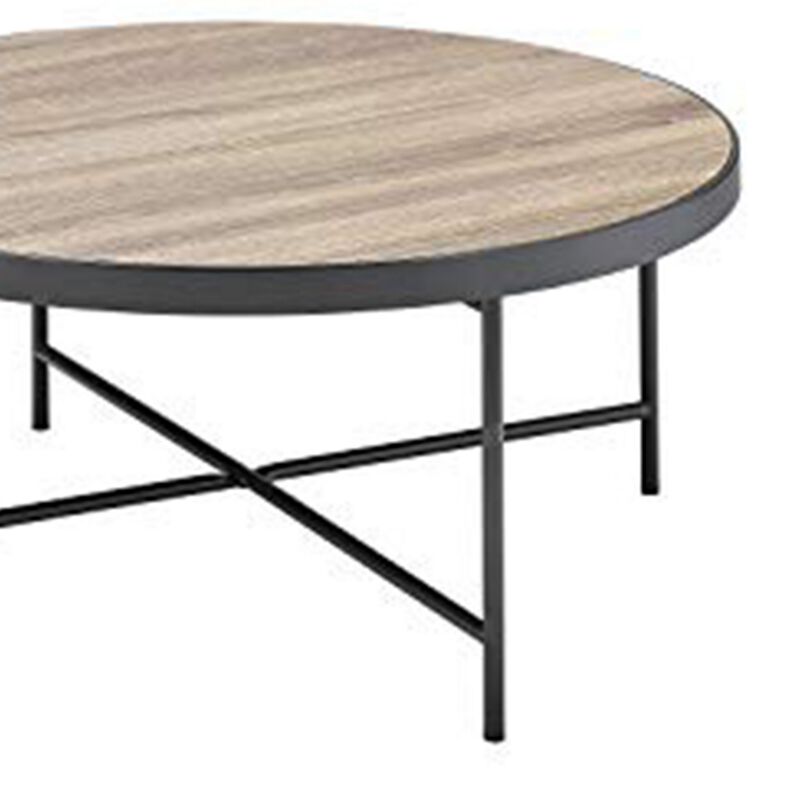 Charming Coffee Table, Weathered Oak Brown-Benzara