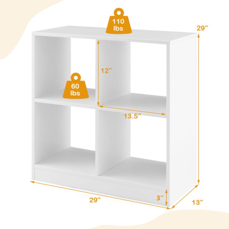 Hivvago 4-Cube Kids Bookcase with Open Shelves