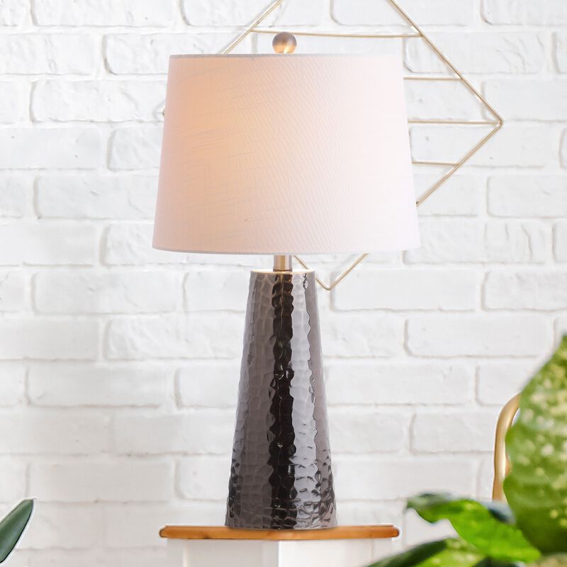 Wells 26" Hammered Metal LED Table Lamp, Black Nickel