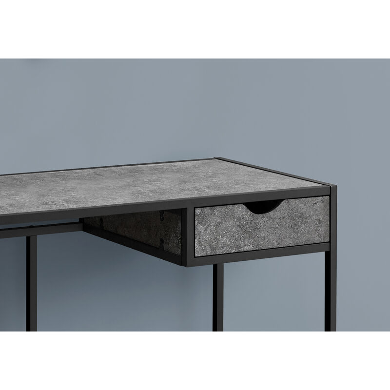 Monarch Specialties I 7573 Computer Desk, Home Office, Laptop, Storage Drawer, 42"L, Work, Metal, Laminate, Grey, Black, Contemporary, Modern