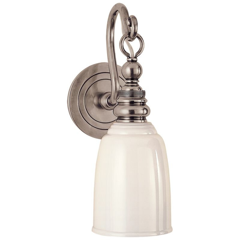 Boston Loop Arm Sconce in Antique Nickel