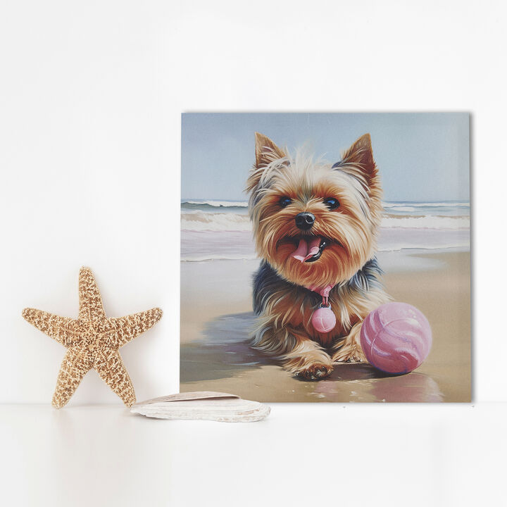 Gracie Mills Betty Beach Day Dog Canvas Wall Art