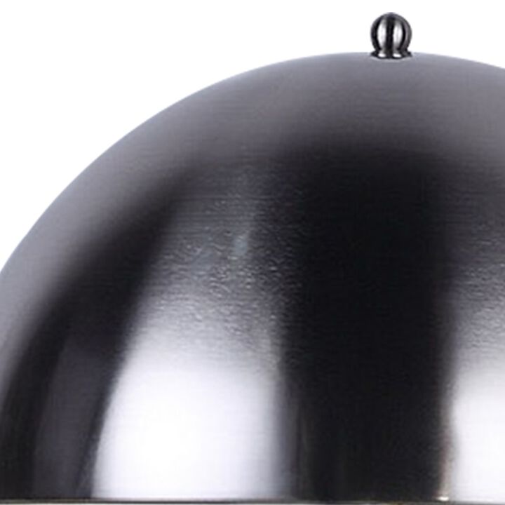 Aria 21 Inch Table Lamp, Dome Shade, Round, Gray Faux Leather, Dark Silver-Benzara