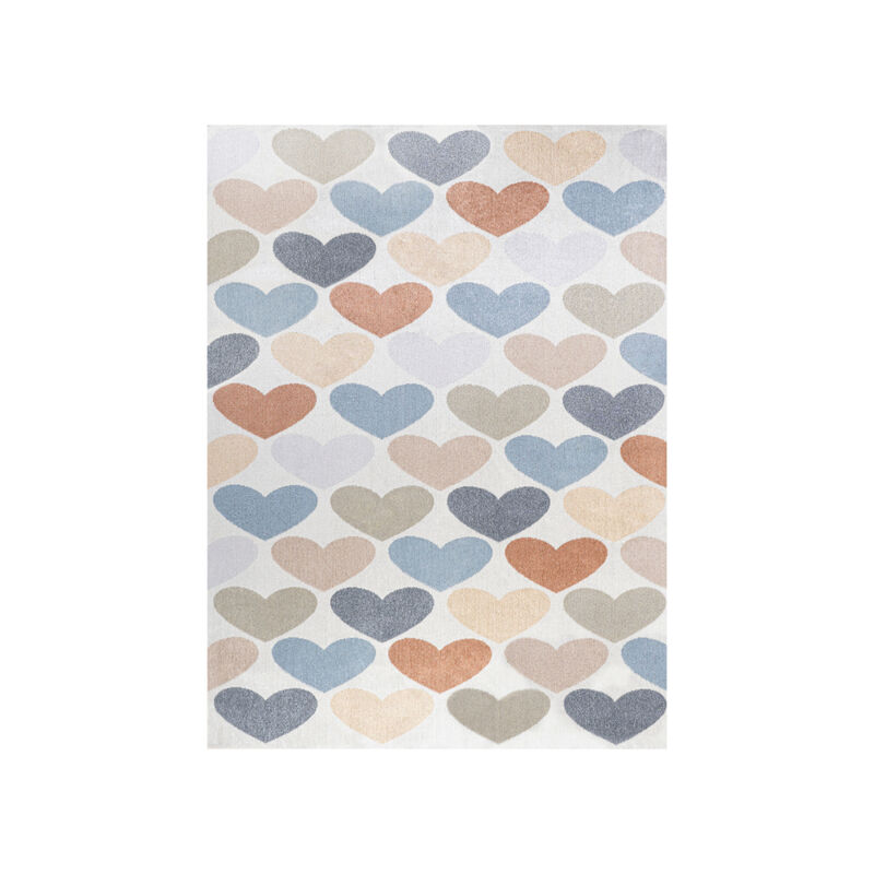 Dila Modern Hearts Geometric Machine Washable Area Rug