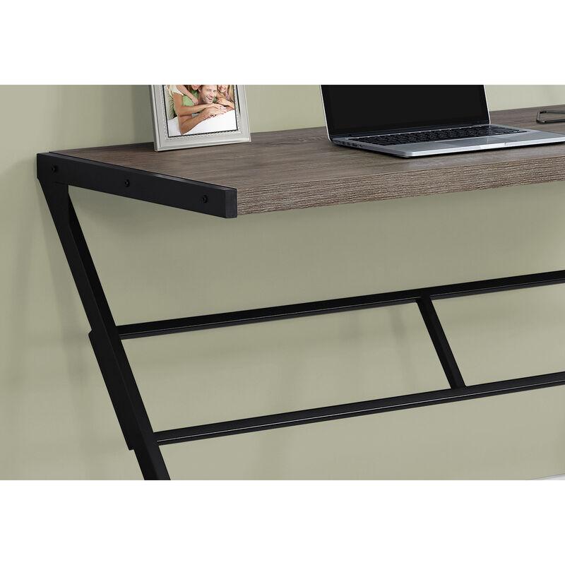 Monarch Specialties I 7373 Computer Desk, Home Office, Laptop, 48"L, Work, Metal, Laminate, Brown, Black, Contemporary, Modern