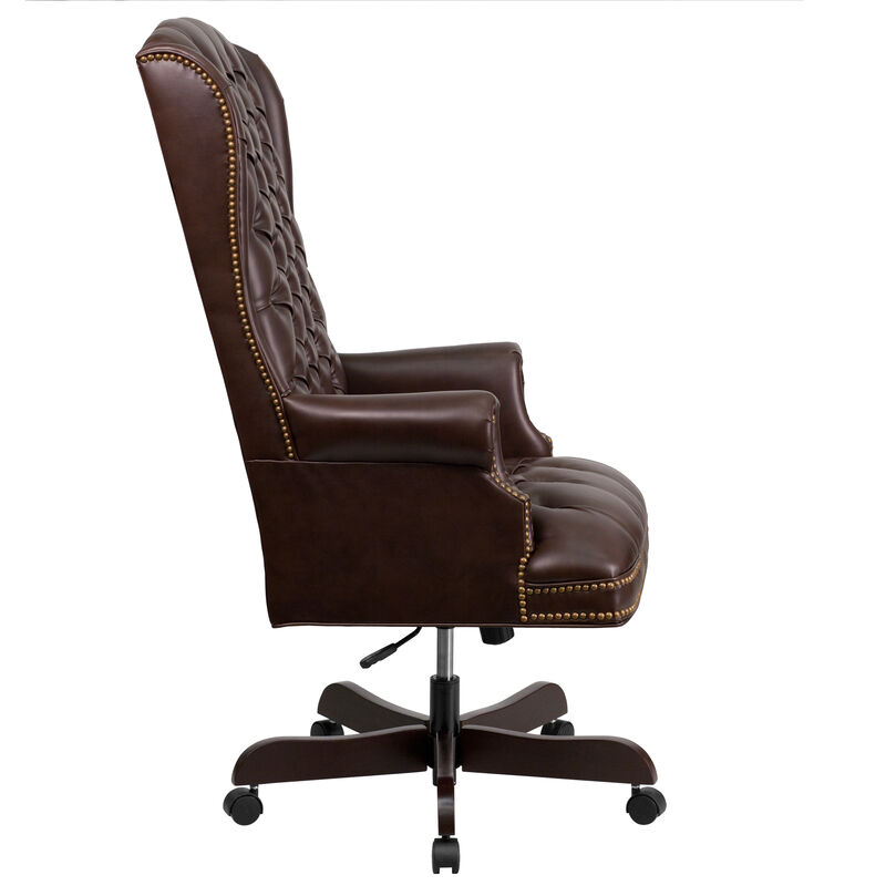 Turner High Back Traditional Fully Tufted LeatherSoft Executive Swivel Ergonomic Office Chair with Arms